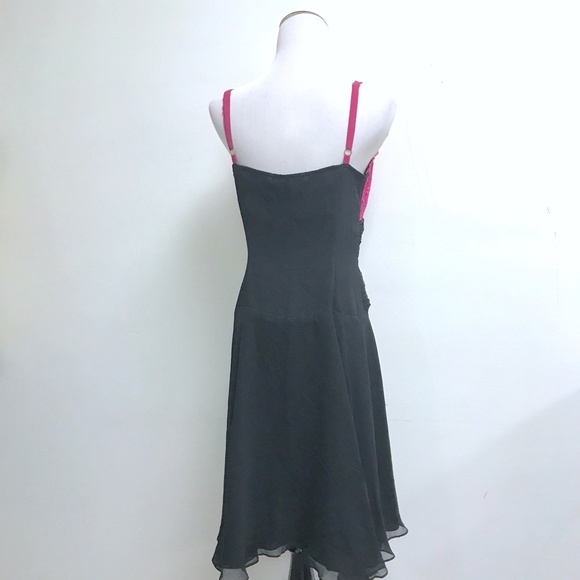 Betsey Johnson Black pink lace spaghetti strap silk midi evening party dress 10 - Picture 12 of 12